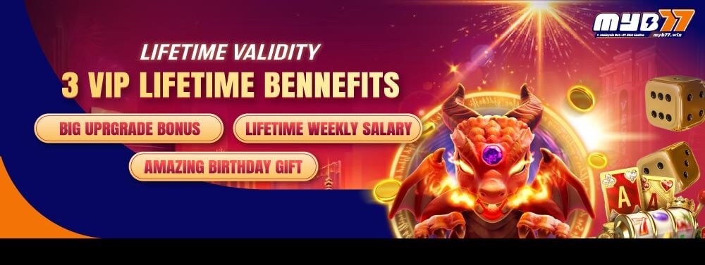 Myb77 3 VIP Lifetime Benefits promotion banner