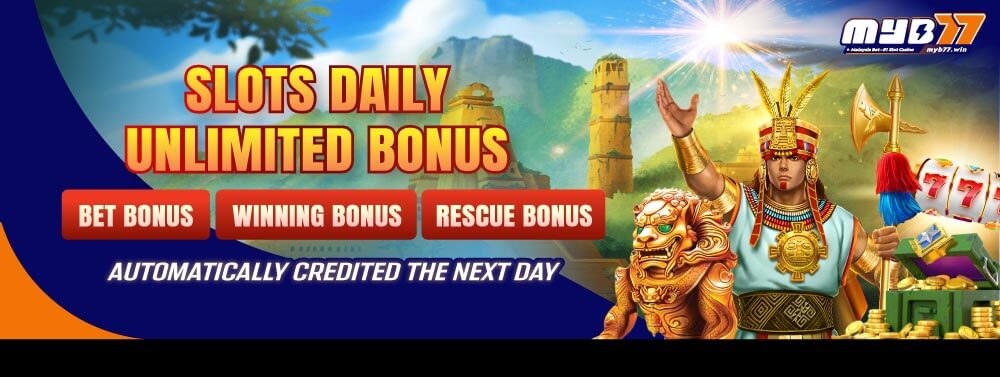 Myb77 Slots Daily Unlimited Bonus promotion banner